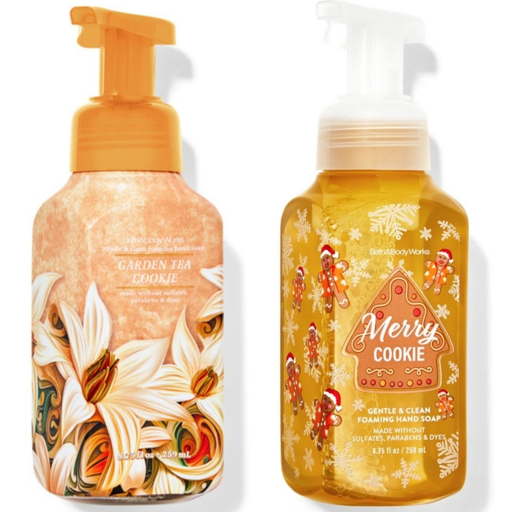 Bath Body Works Merry Cookie & Garden Tea Cookie Foaming Hand Soap Set NEW Rare